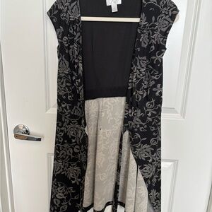 Black & Gray Floral Wrap Around Dress